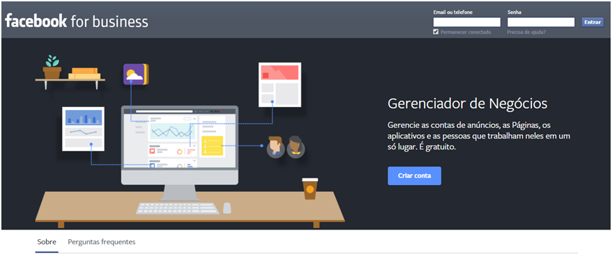 Como criar uma conta no Gerenciador de negócios do facebook?