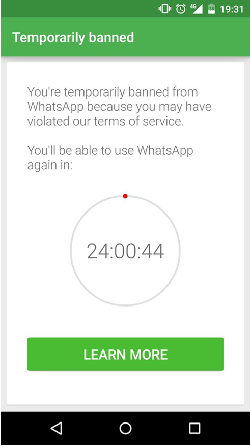 Mensagem de bloqueio temporário é exibida pouco antes do bloqueio permanente - Como usar o WhatsApp para o negócio – Veja 5 exemplos - 2