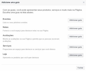 Adicionar Guia Loja - Produtos Mostrados, Nova função do Facebook.
