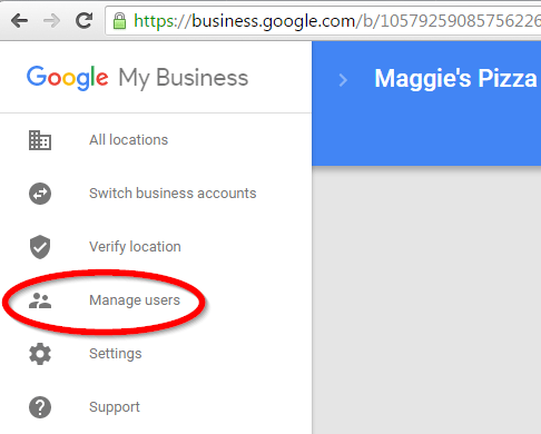 Google Meu Negócio - Gerenciar Usuários